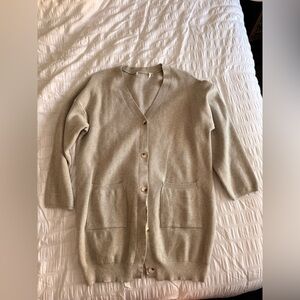 Grey Button-Up Oversized Sweater Dress